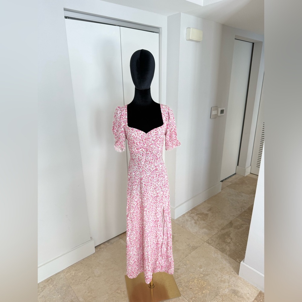 Floral Pink & White Maxi Dress - one size - better for an S/M - NEW